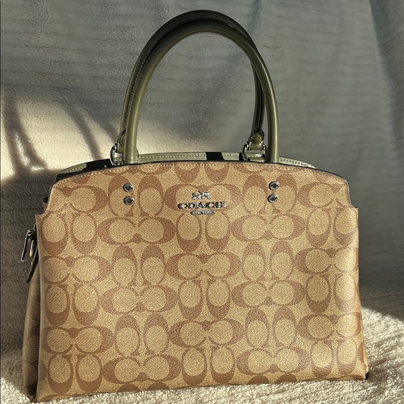 Coach Tan and Olive Signature Satchel - Picture 1 of 10